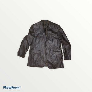 Men's SIZE 44 R Dark Brown Faux Leather Sport Coat